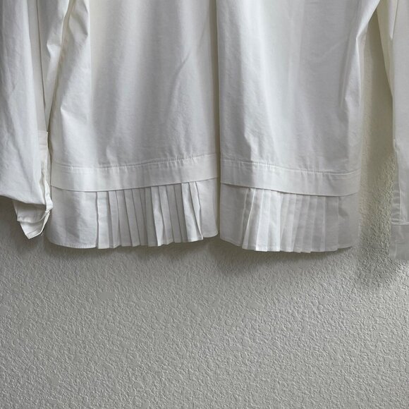 J. Jill Women White Shirt Collection White Button Up Pleated Hem Size Small. - Picture 11 of 11
